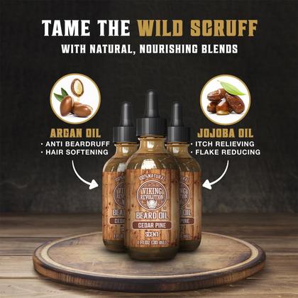 Imagem de Óleo de barba Viking Revolution Natural Argan e Jojoba, 90 ml, pacote com 3 unidades