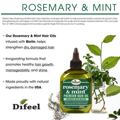 Imagem de Óleo de Cabelo Difeel Rosemary & Mint com Biotina - 210ml (2 Unidades)