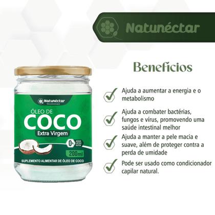 Imagem de Óleo de Coco Extra Virgem 200ml  Natunéctar