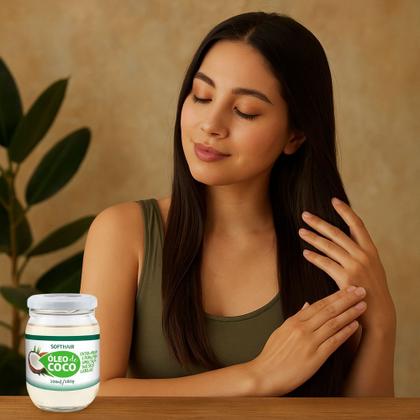 Imagem de Óleo de Côco Extra Virgem para Cabelo e Pele Rosto Tratamento Capilar Umectação 180g Soft Hair