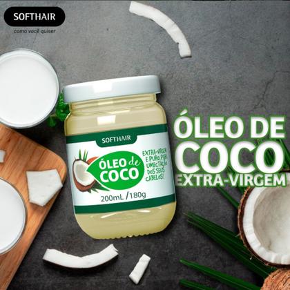 Imagem de Óleo de Côco Extra Virgem para Cabelo e Pele Rosto Tratamento Capilar Umectação 180g Soft Hair