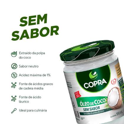Imagem de Óleo de Coco sem Sabor/Cheiro 500ml Vidro Copra