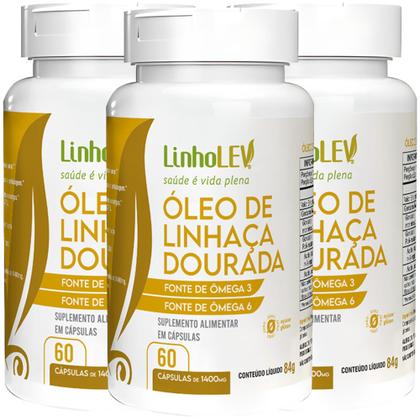 Imagem de Óleo de Linhaça Dourada 3 Frascos cáps 1400mg