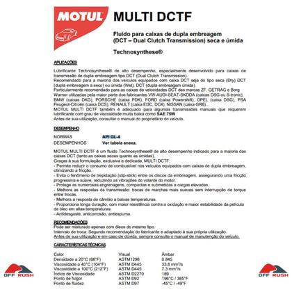Imagem de Óleo de Transmissão Câmbio Automático Dupla Embreagem Motul Multi DCTF - 7 Litros - Alta Performance e Proteção