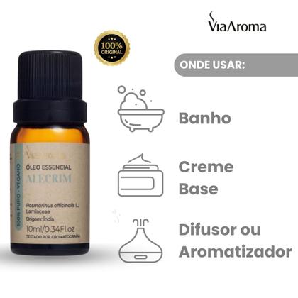 Imagem de Óleo Essencial 100% Puro e Natural - Alecrim Via Aroma - 10ml - Aromaterapia