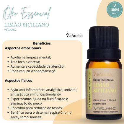 Óleo Essencial 100% Puro e Natural - Limão Siciliano Via Aroma - 10ml - Aromaterapia Imagem de Óleo Essencial 100% Puro e Natural - Limão Siciliano Via Aroma - 10ml - Aromaterapia
