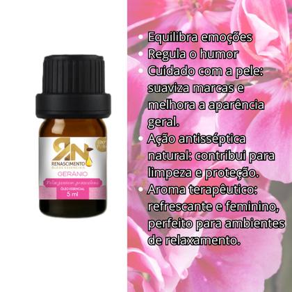 Imagem de Óleo Essencial Gerânio 5ml Puro Renascimento Equilíbrio Pele