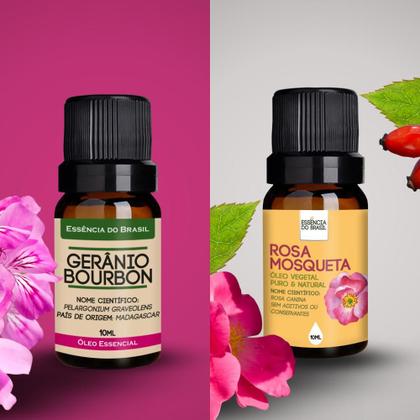 Imagem de Óleo Essencial Gerânio Bourbon + Vegetal Rosa Mosqueta 10ml