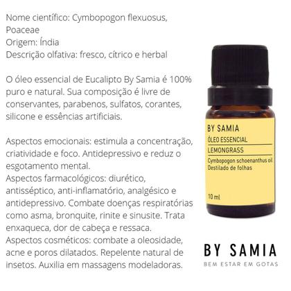 Imagem de Óleo Essencial Lemongrass Capim Limao Puro e Natural Para Aromaterapia 10 Ml By Samia
