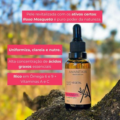 Imagem de Óleo Natural Vegetal Rosa Mosqueta 100% Puro 30mL Amantikir