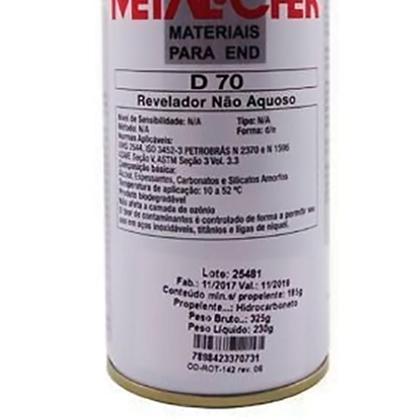Imagem de Óleo Revelador de Trincas D-70 Spray Aerosol 230 GR Não Aquoso METAL-CHEK