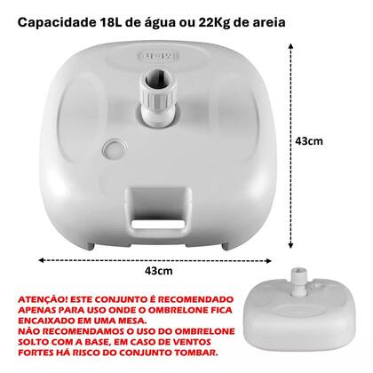 Imagem de Ombrelone 3 metros Com Base Branca Articulado De Manivela Maresias Para Piscina - AMZ