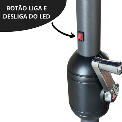 Imagem de Ombrelone Base Central Articulado Redondo 2,7m Alumínio com Led Piscina Importway Iwobcal-270