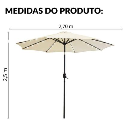 Imagem de Ombrelone Base Central Articulado Redondo 2,7m Alumínio com Led Piscina Importway Iwobcal-270