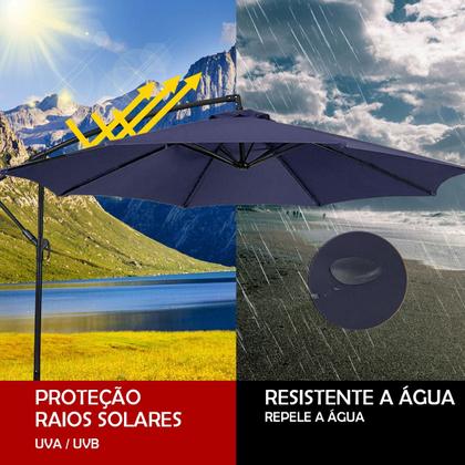 Imagem de Ombrelone Guarda Sol De Praia Jardim Lateral 3 Metros Bege