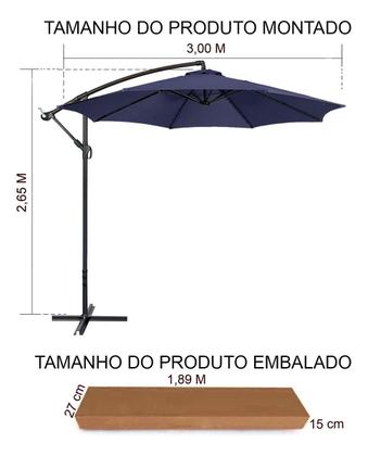 Imagem de Ombrelone Guarda Sol De Praia Jardim Lateral 3 Metros Bege