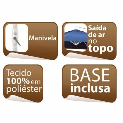 Imagem de Ombrelone Guarda Sol Malibu Bege 3 Metros Com Base 9001 MOR