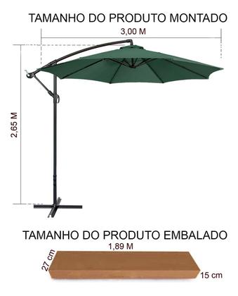Imagem de Ombrelone Guarda Sol Praia Jardim Lateral 3 Metros Com Base