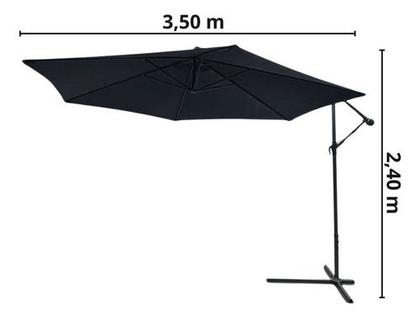 Imagem de Ombrelone Lateral Articulado Alumínio 3,5m Grande Praia Cor Preto