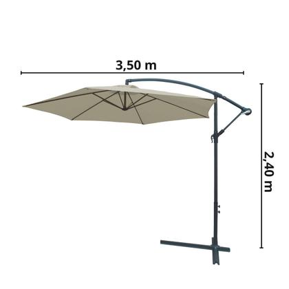 Imagem de Ombrelone Lateral Articulado Alumínio 3,5m Grande Praia Piscina Jardim com Base Importway Iwobl-350