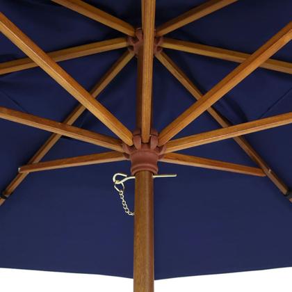 Imagem de Ombrelone Madeira 3m Poliéster Sombreiro Treviso Jardim Piscina Azul - 303802 Belfix