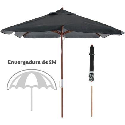 Imagem de Ombrelone Madeira Quadrado 2x2m Sardenha Guarda Sol Sombreiro Bagum Preto - 303107 Belfix