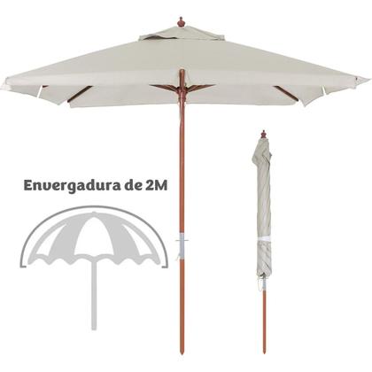 Imagem de  Ombrelone Madeira Quadrado 2x2m Sardenha Sombreiro Bagum Com Base Madeira - Belfix