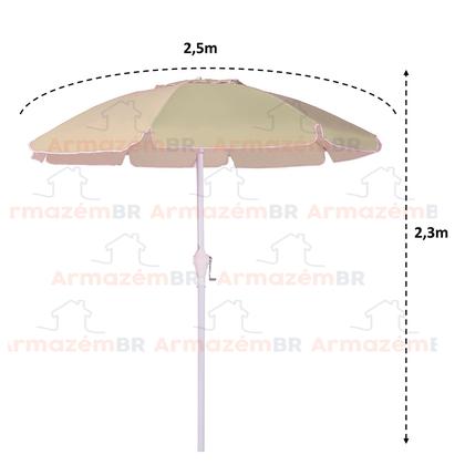 Imagem de Ombrelone Maresias 2,5m Bagum Alumínio Articulado Com Manivela Bege - Belfix