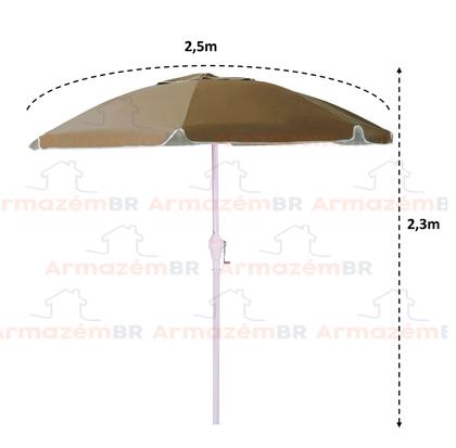 Imagem de Ombrelone Maresias 2,5m Bagum Alumínio Articulado Com Manivela Marrom - Belfix