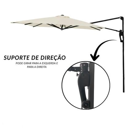 Imagem de Ombrelone Parede Lateral 2.0m Guarda Sol Piscina Jardim Branco Off White Importway Iwcj007 Br