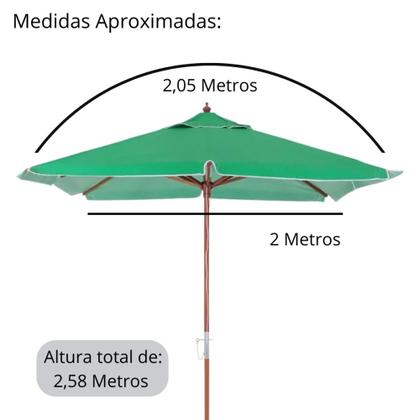 Imagem de Ombrelone Piscina Jardim Madeira Quadrado 2,05 M X 2,05 M Verde Bel