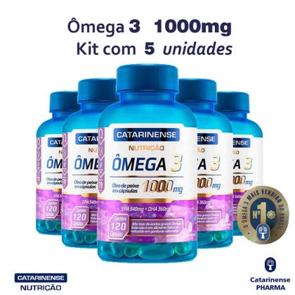 Imagem de Ômega 3 1000mg 600 Caps 100% Original Catarinense Pharma Kit 5 un