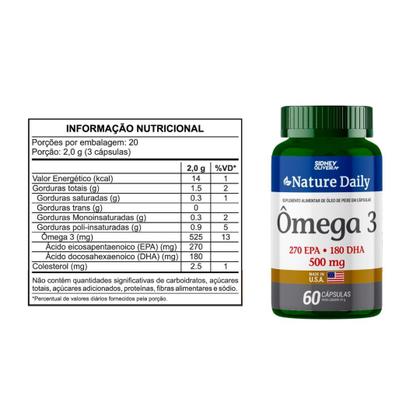 Imagem de Ômega 3 500mg nature daily 60 cápsulas sidney oliveira