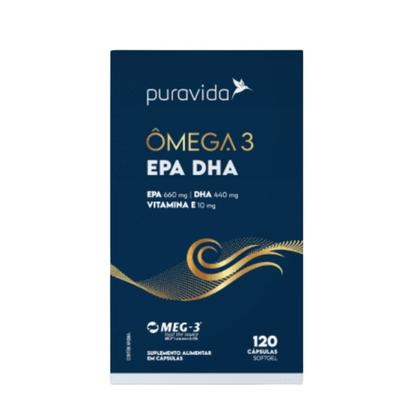 Imagem de Omega 3 EPA(660mg)  DHA (440 mg) com 10 mg de Vitamina E -120 caps -Pura Vida 