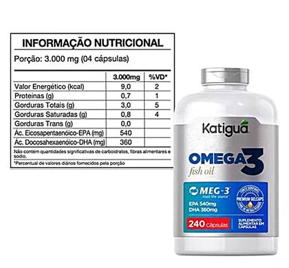 Imagem de Omega 3 Fish Oil Meg - 3 Epa 540mg Dha 360mg 240 Cápsulas.