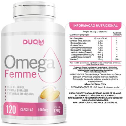 Imagem de Omega Femme 120 CAP - Óleo de Prímula, Borragem, Linhaça e Vitamina- Duom