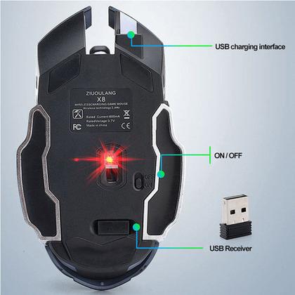 Imagem de OMESHIN Recarregável X8 Wireless Silent LED Retrolit USB Wireless Mouse Bluetooth Mouse Mause Mouse 2.4Ghz For Laptop PC