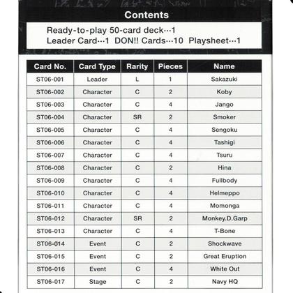 Imagem de One Piece TCG Starter Deck ST 06 Absolute Justece Sakazuki Card Game Inglês