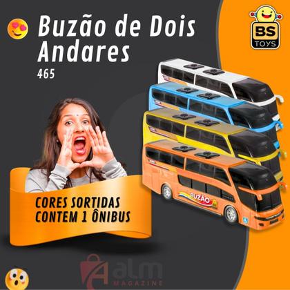 Imagem de Ônibus De Brinquedo Buzão Dois Andares Grande 42,5cm Bs Toys 465