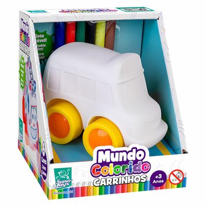 Imagem de Ônibus De Brinquedo Educativo 6 Com Canetinhas Para Pintar