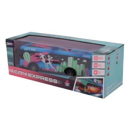 Imagem de Ônibus de Controle Remoto Azul com Luz e Som Brinquedo Infantil Zippy Toys - 11103