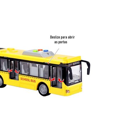 Imagem de Ônibus Miniatura A Fricção C/ Som E Luz Abre Portas 44cm - Dm Toys