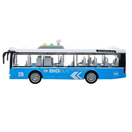Imagem de Ônibus Miniatura Fricção Som Luz E Abre Portas 28cm Azul