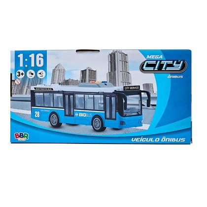 Imagem de Ônibus Miniatura Fricção Som Luz E Abre Portas 28cm Azul