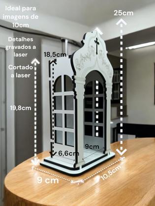Imagem de Oratório Capela Mdf P/ Imagem De 10 a 15cm Corte a Laser