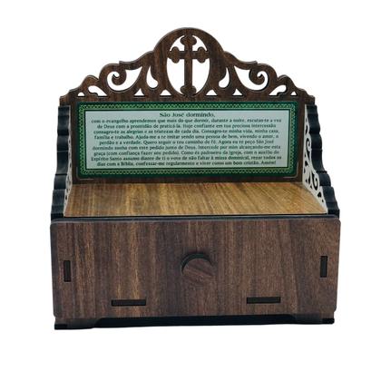 Imagem de Oratório de Gaveta com Terço de São José Dormindo