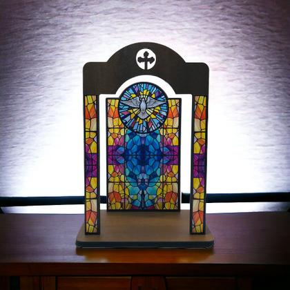 Imagem de Oratório de Madeira Vitral Espírito Santo