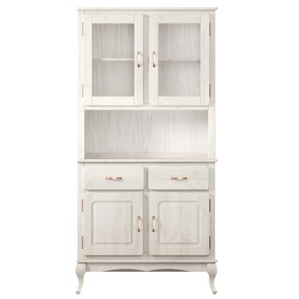 Imagem de Oratório em Madeira Maciça com 2 Portas de Vidro Branco Envelhecido