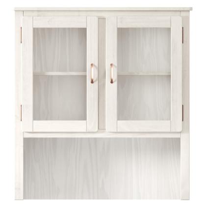 Imagem de Oratório em Madeira Maciça com 2 Portas de Vidro Branco Envelhecido