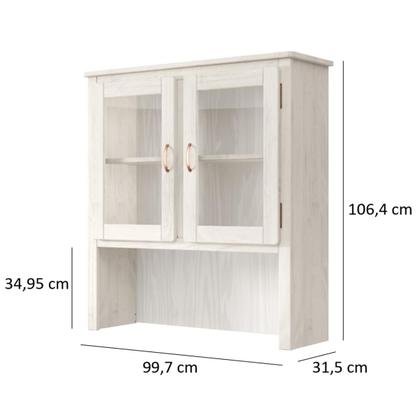 Imagem de Oratório em Madeira Maciça com 2 Portas de Vidro Branco Envelhecido